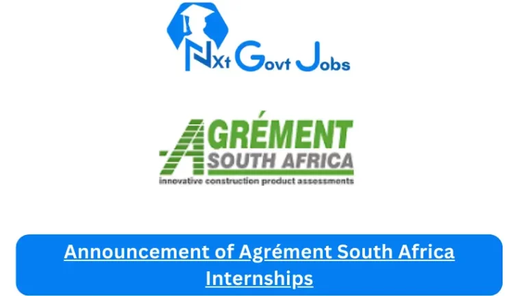 Announcement of Agrément South Africa Internship 2023 Active Internship Program